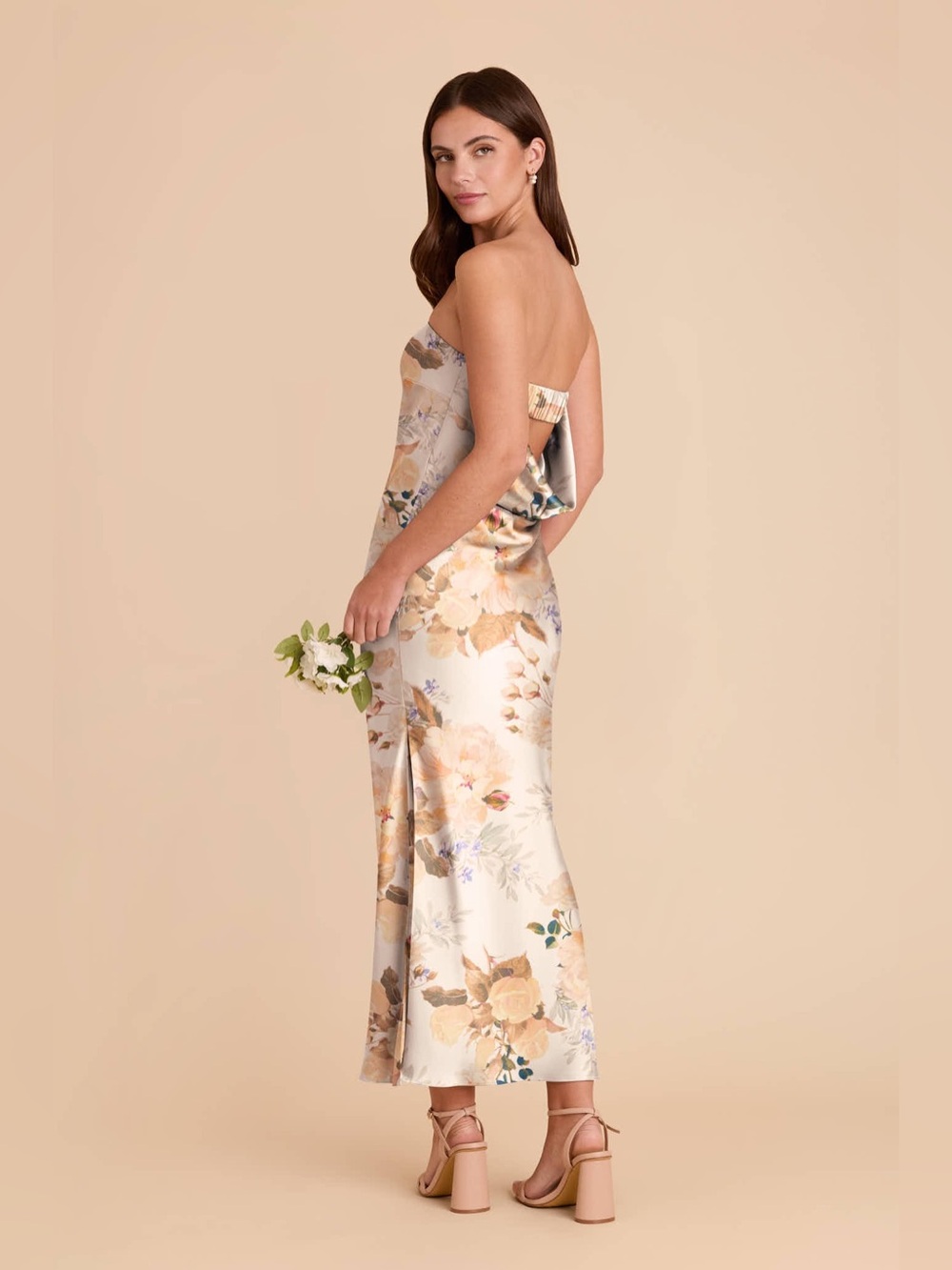 NWOT birdy grey Isla Dress Matte Satin Champagne Cascadia Bouquet wedding guest